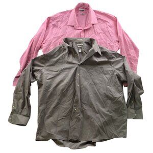 Van Heusen Mens Dress Shirt Size 2XL 18.5 Neck Lot Of Two Poplin Regular Fit